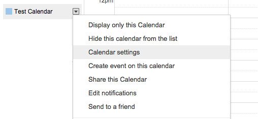 Google Calendar settings box