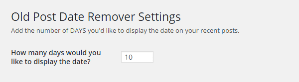 Old Post Date Remover plugin settings