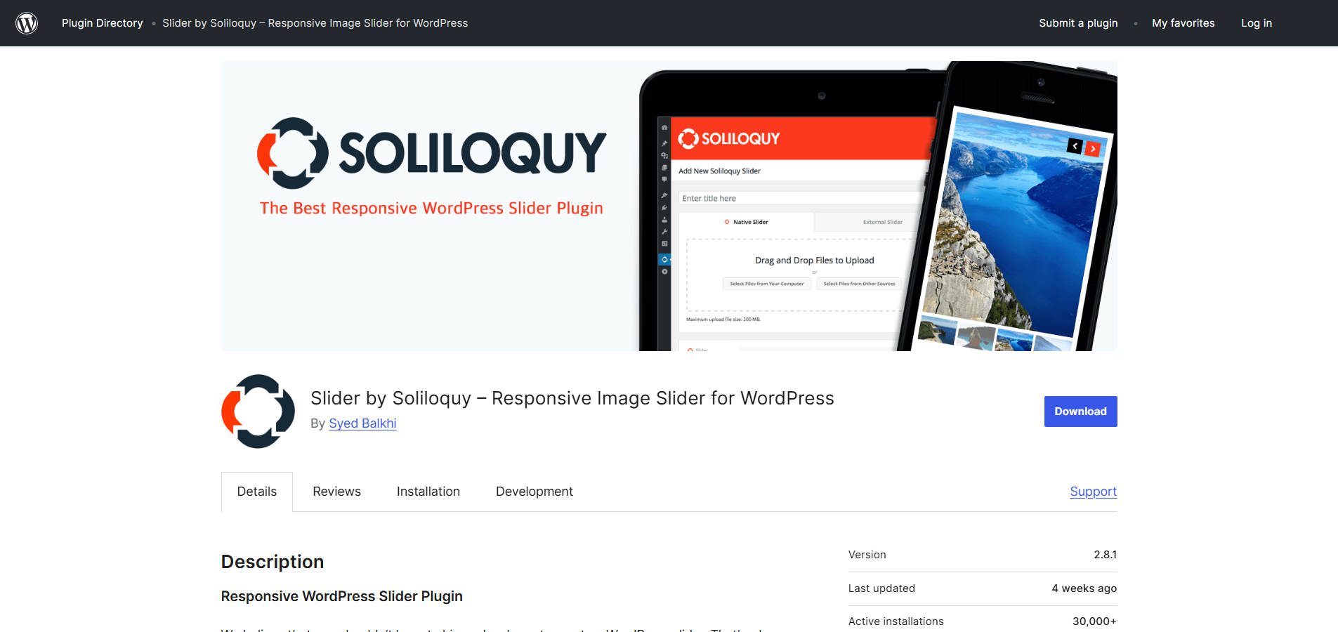 Soliloquy Slider WP Repo Page - Jan 2026