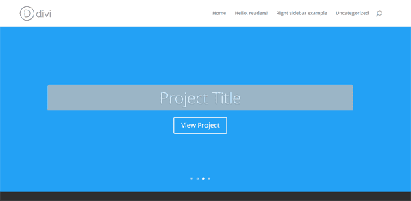 A Divi site showing a sliding gallery with an overlay serving as background for the text.