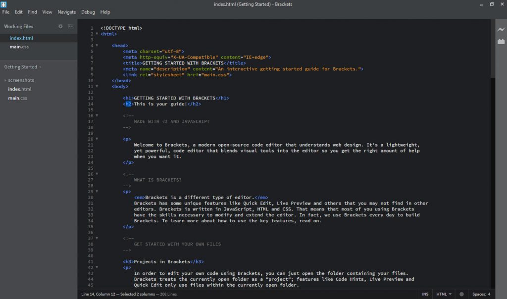 adobe brackets review change theme