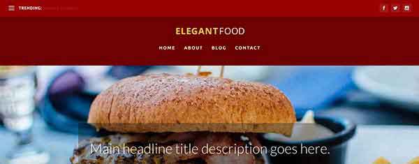 Elegant Food: A Free Food Blog Homepage Category Layout for Extra