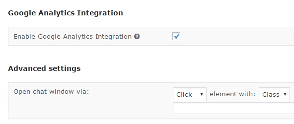 The option to integrate Google Analytics.