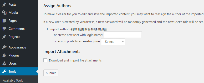 Assigning authors to your imported content.