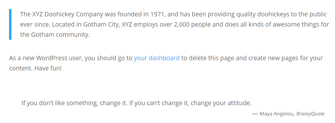 Random quote displayed by a shortcode.