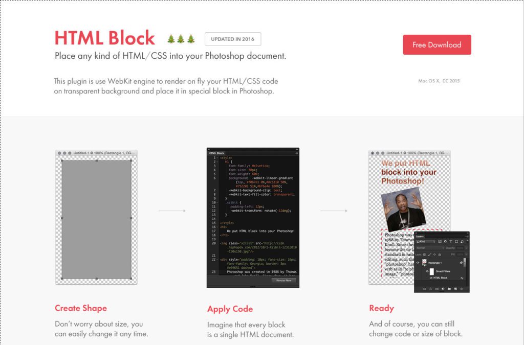 html block photoshop plugins