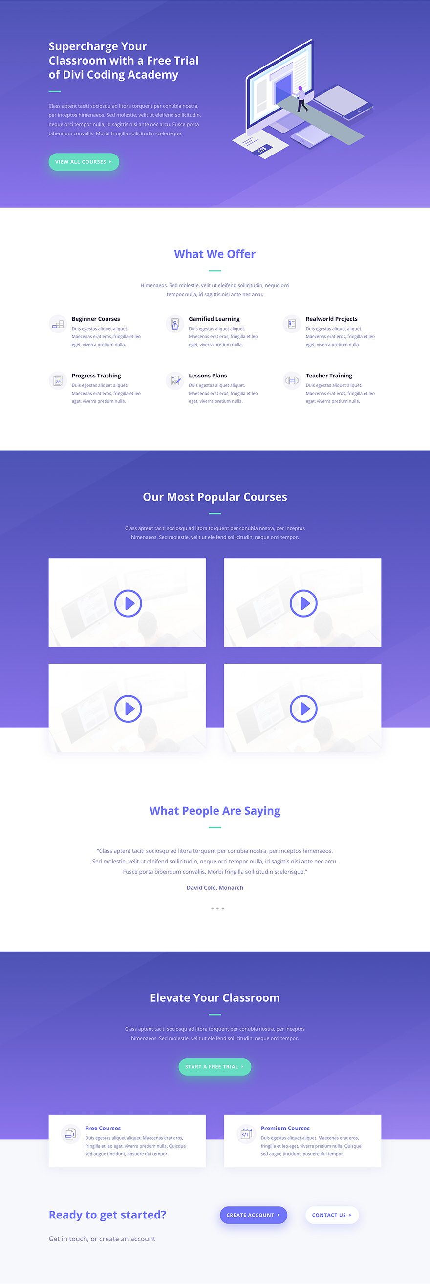 e-course marketing layout
