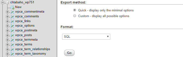 Exporting one of your databases.