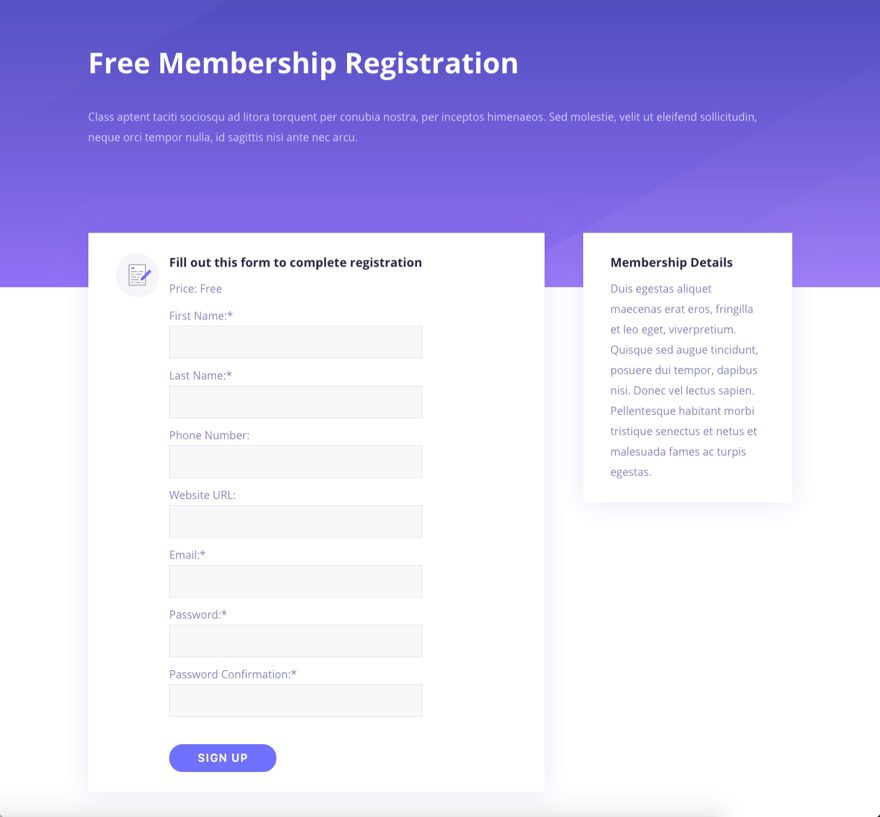 registration page