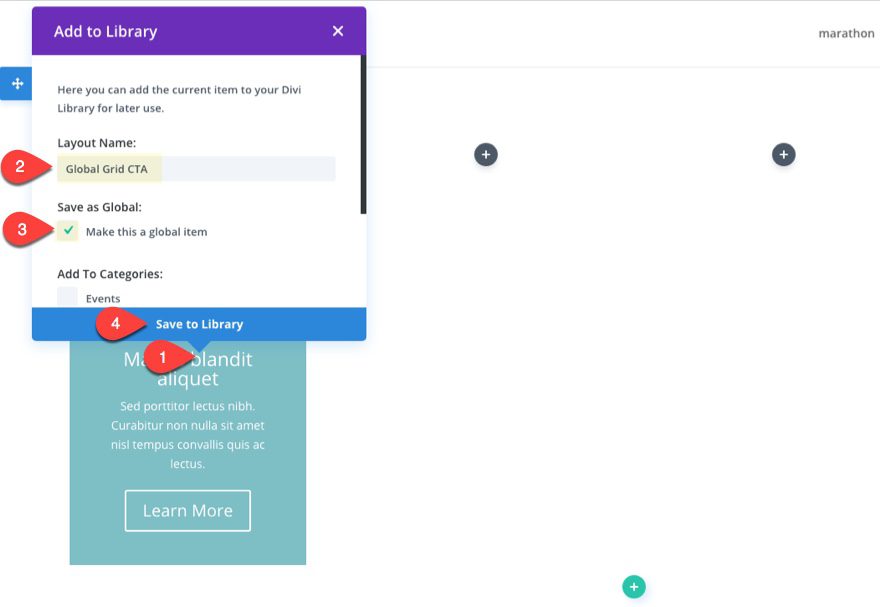 grid layout save global cta