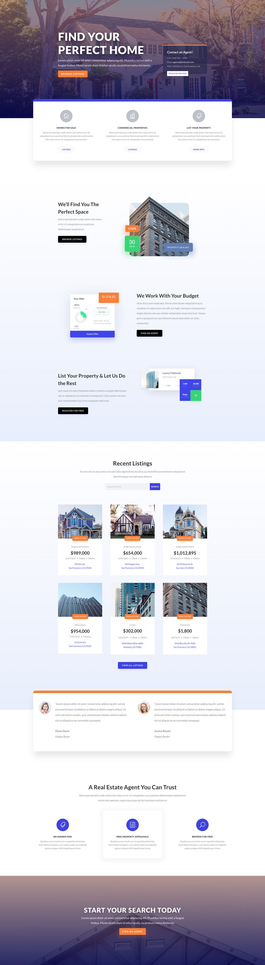 real estate landing page