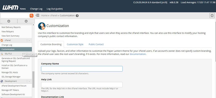 cPanel Customization