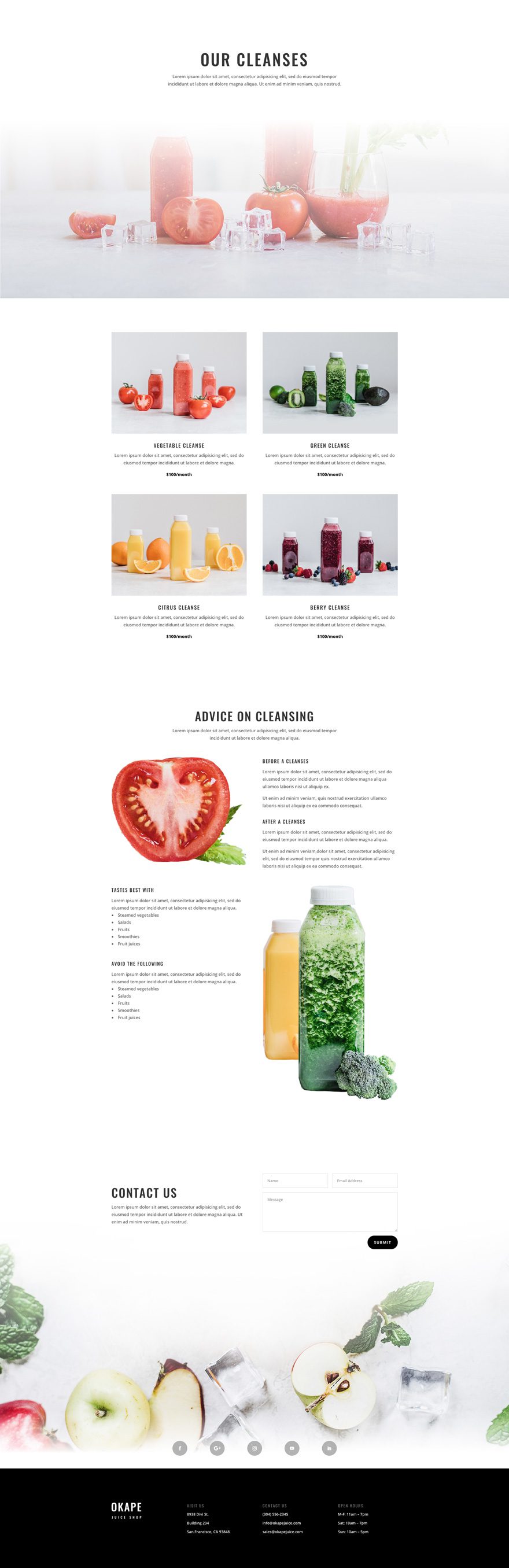 juice shop cleanses page