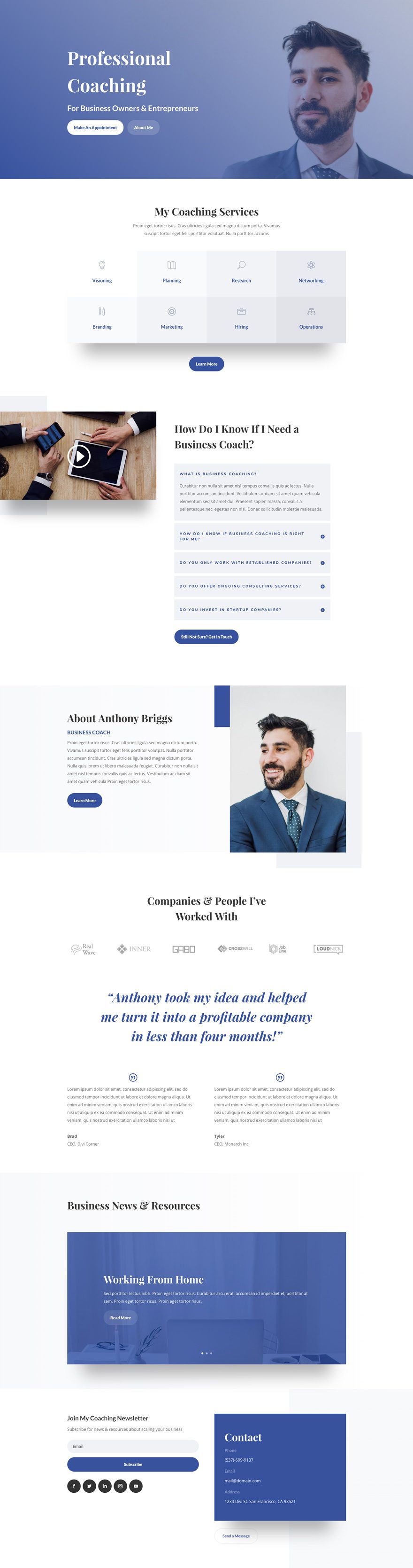 business coach layout pack