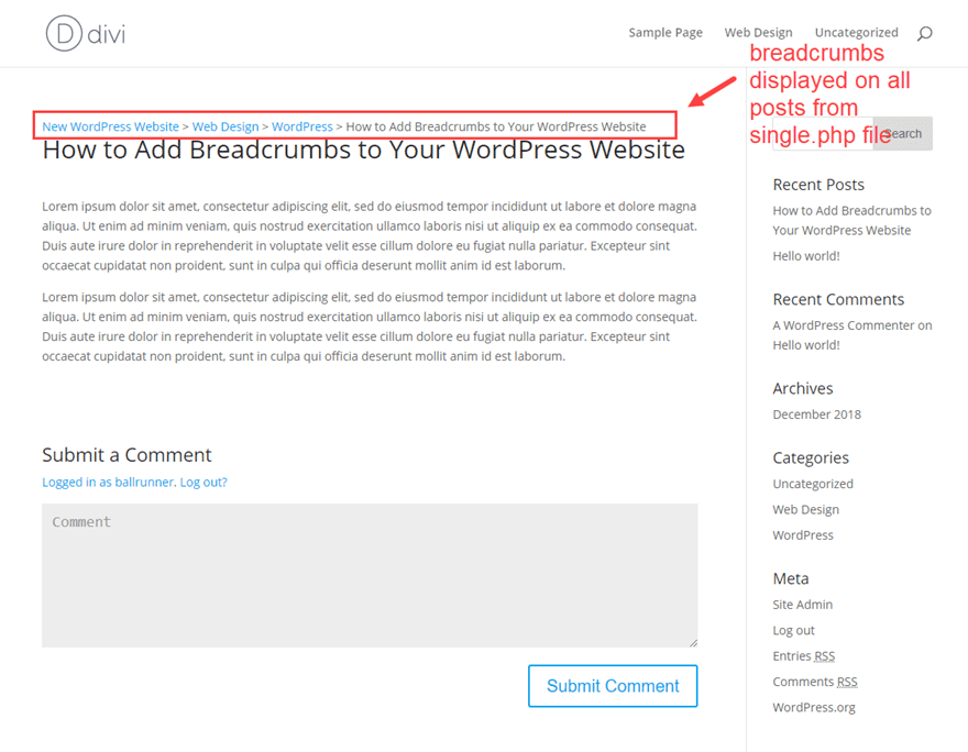 breadcrumbs wordpress