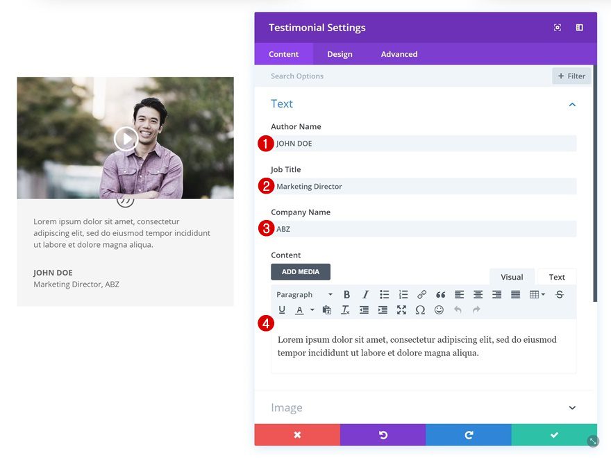 divi testimonial module