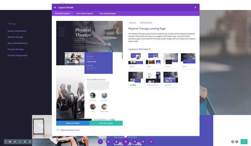 physical therapy layout pack