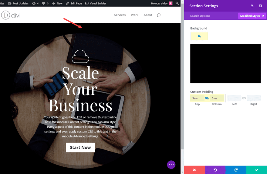 divi header module