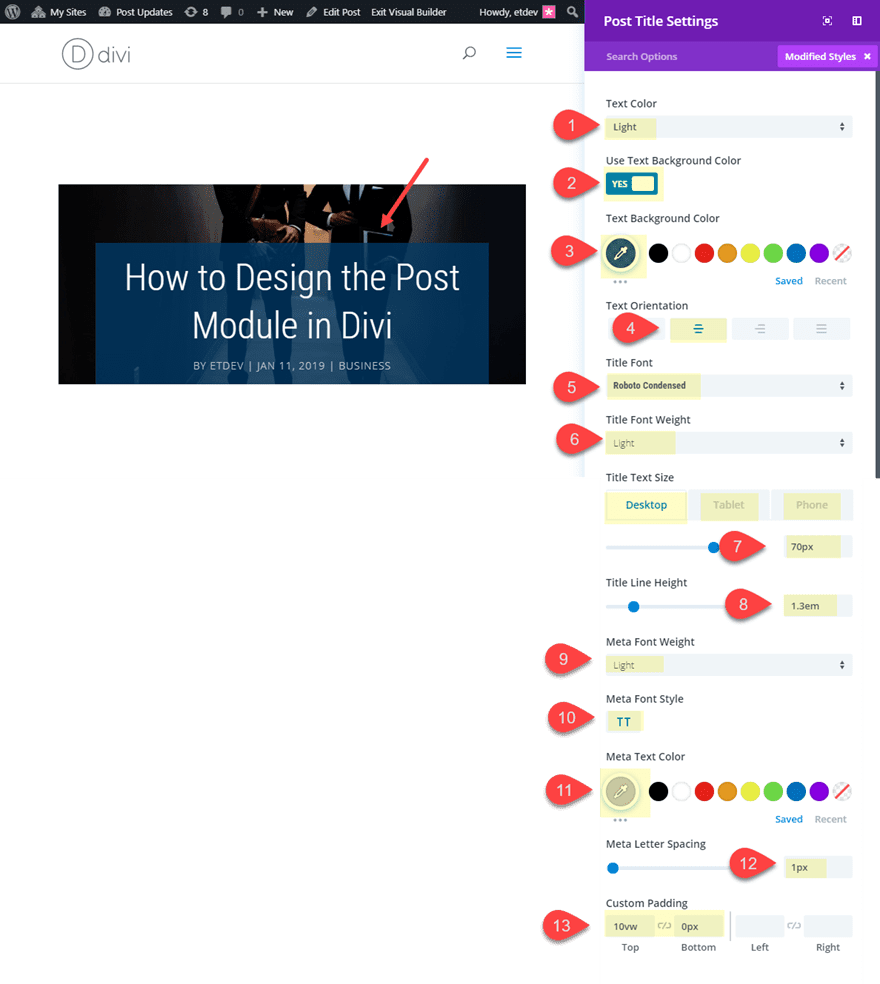 divi post title module