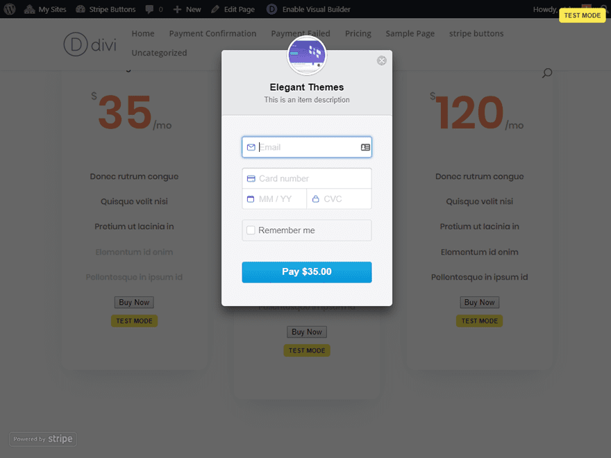 stripe payment buttons