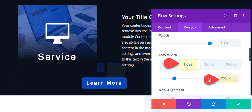 divi pop out service descriptions