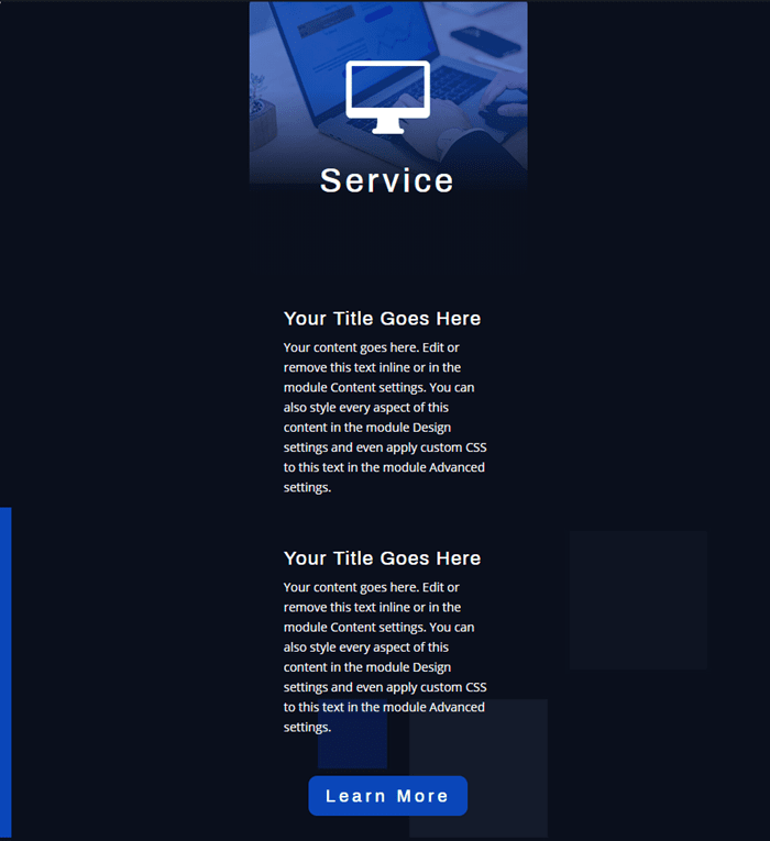 divi pop out service descriptions