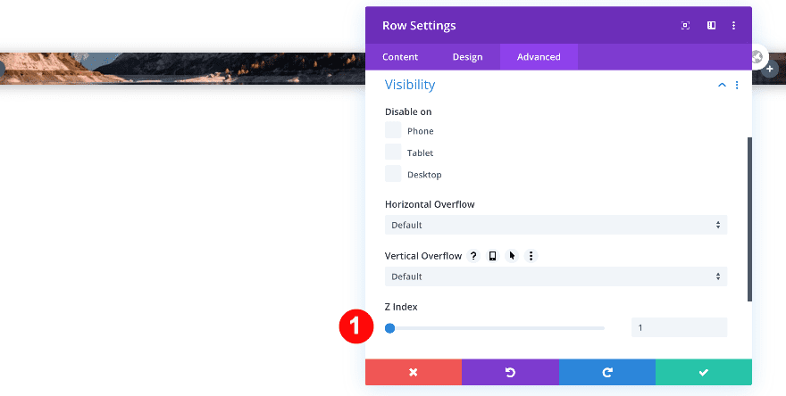 visibility index of the row