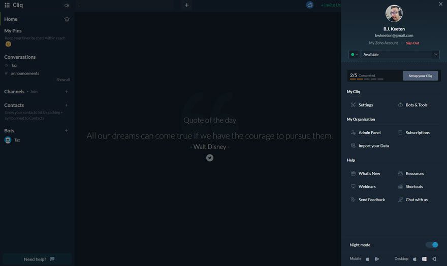 Zoho Cliq Team Chat App