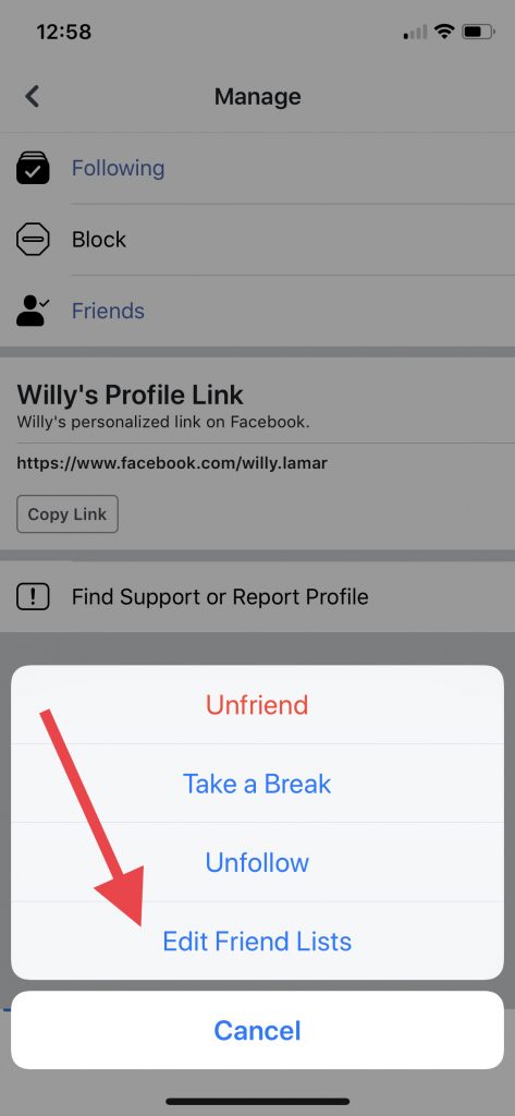 facebook restricted list