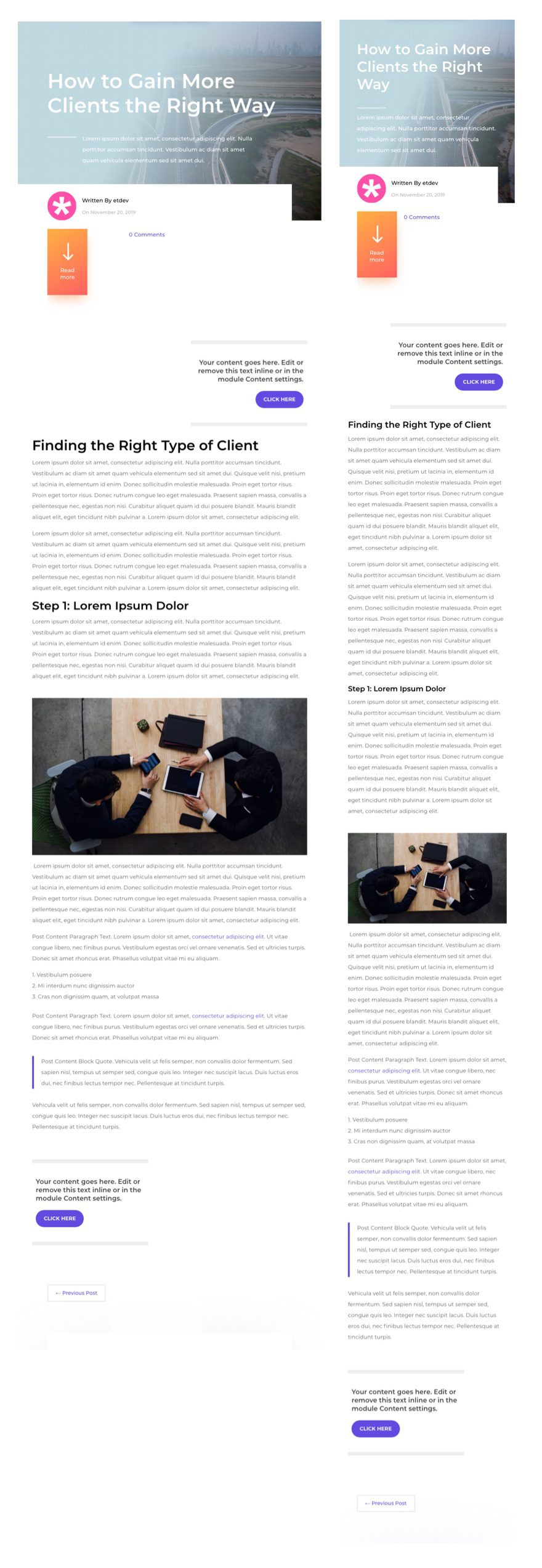 divi blog post template