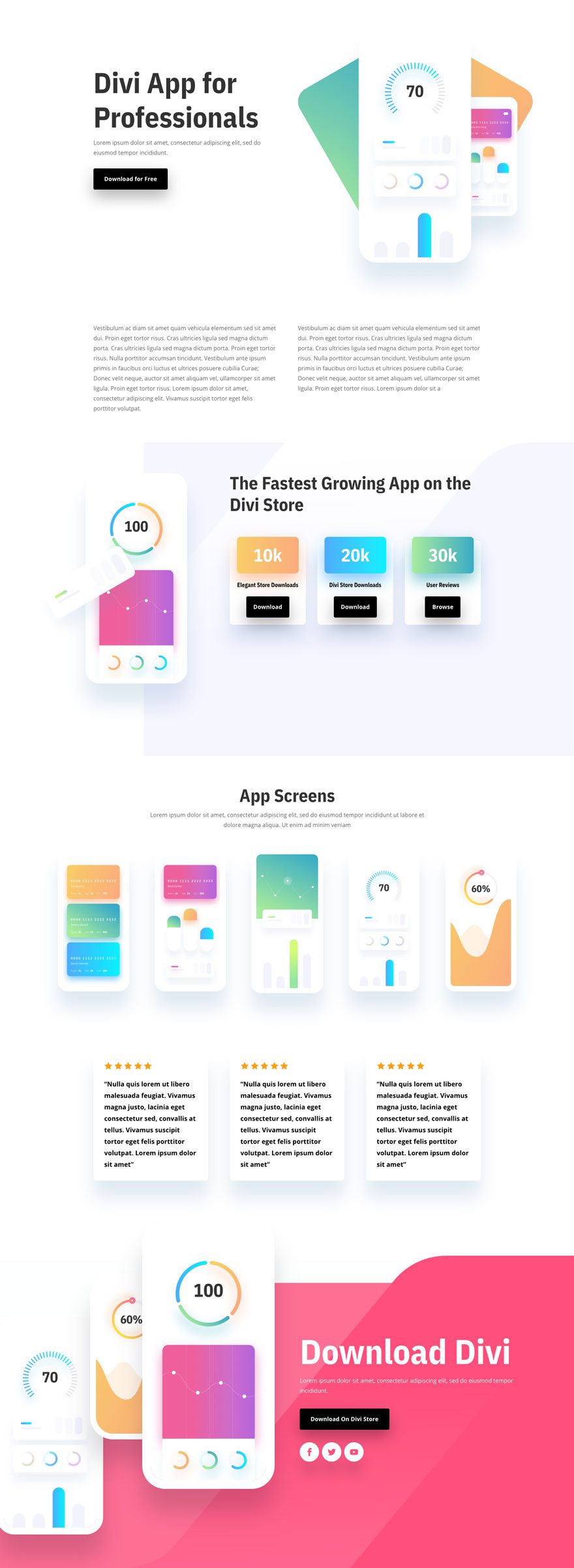 Divi Mobile App Layout Pack