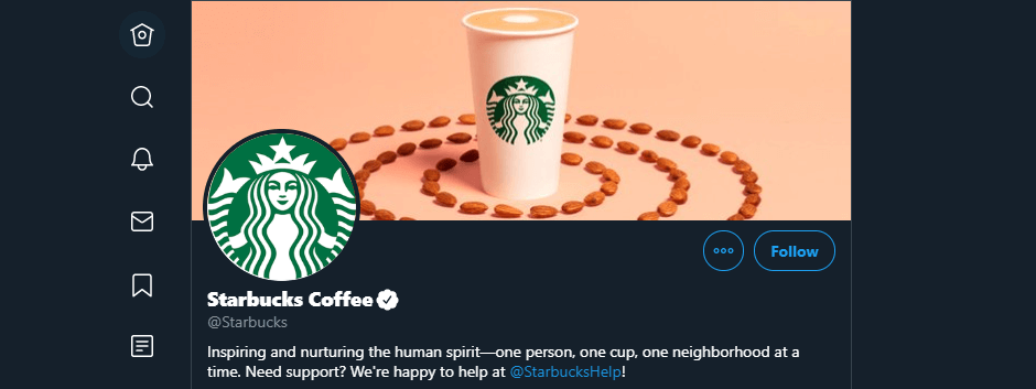 Starbucks' Twitter account.