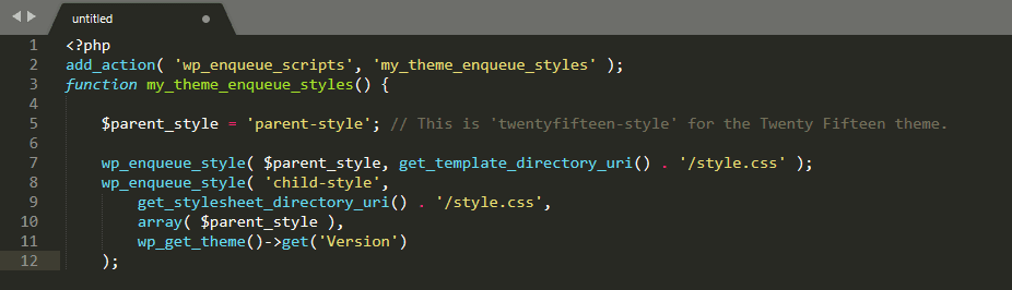 WordPress' enqueue styles script.