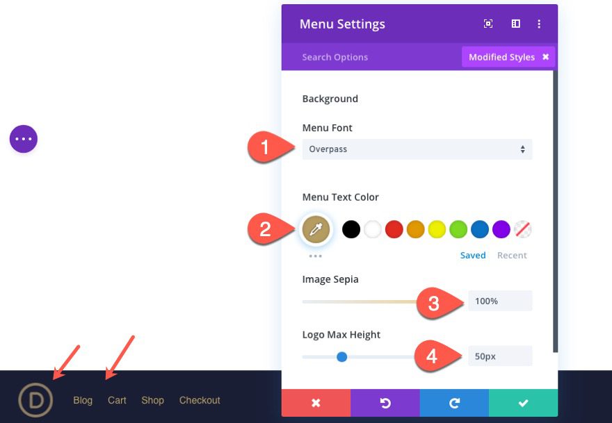 divi fixed footer bar