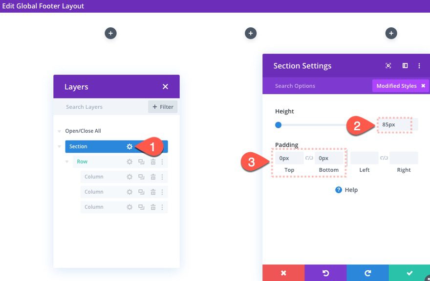 divi fixed footer bar