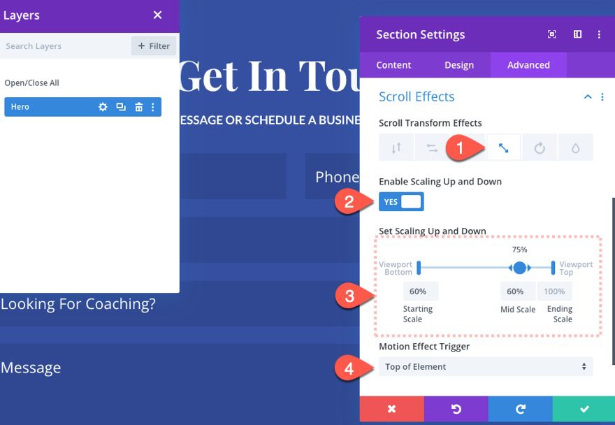 fullscreen contact form