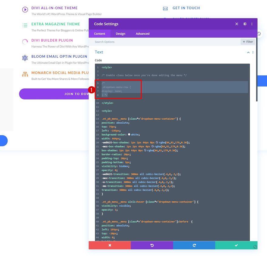elegant themes dropdown menu