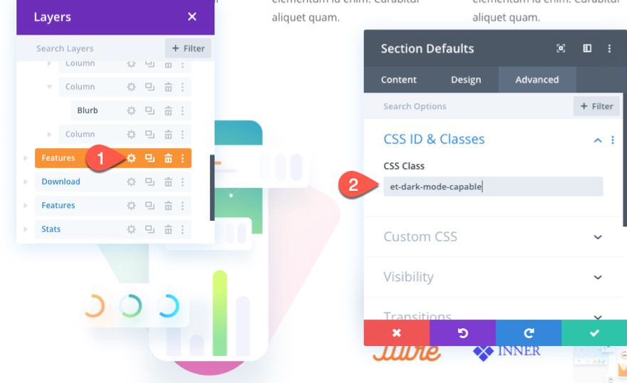 dark mode toggle in divi