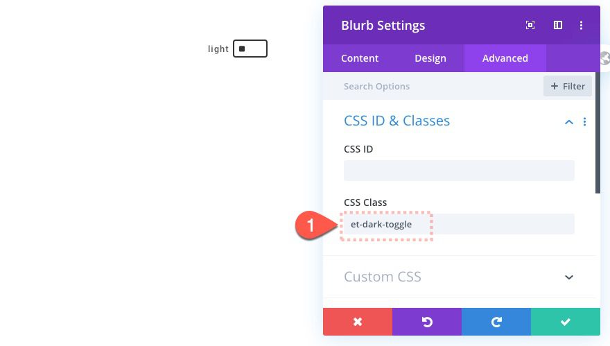 dark mode toggle in divi
