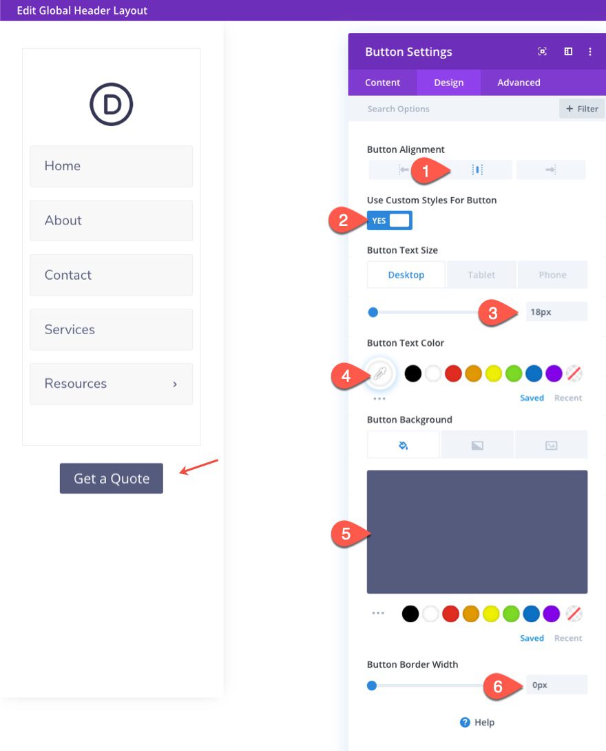 divi vertical navigation menu and header
