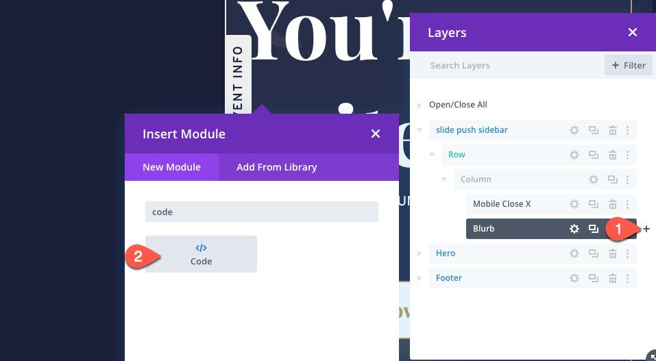 divi sliding push sidebar
