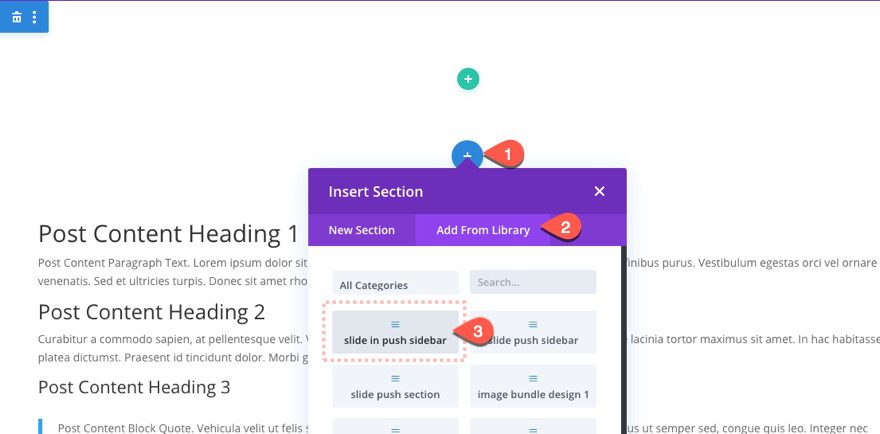 divi sliding push sidebar