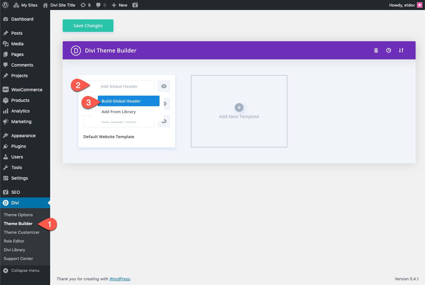 divi vertical navigation menu and header