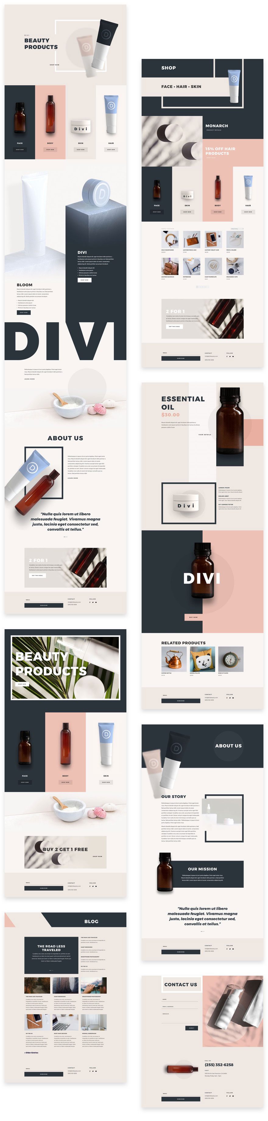 divi beauty product layout pack