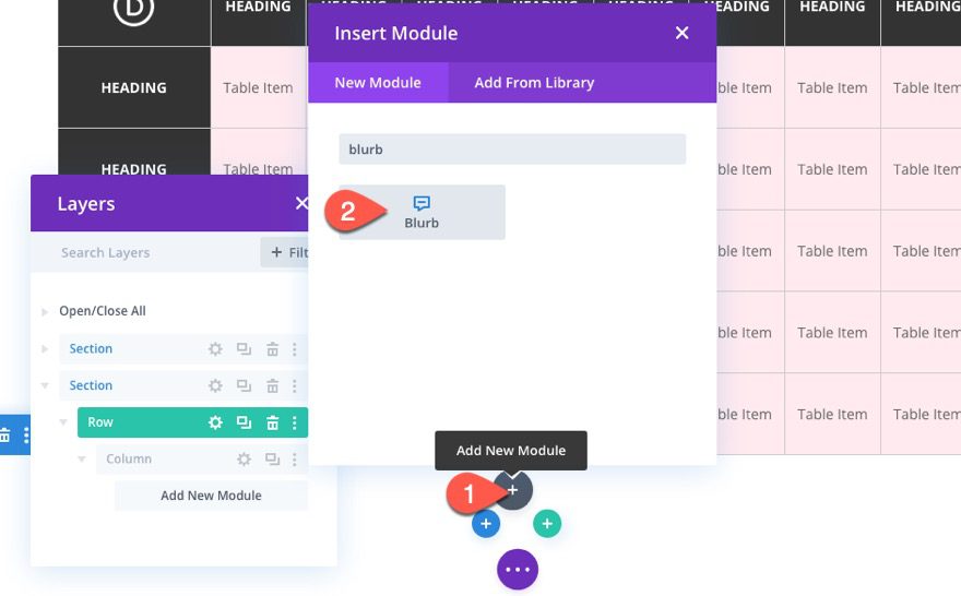divi table with horizontal scroll