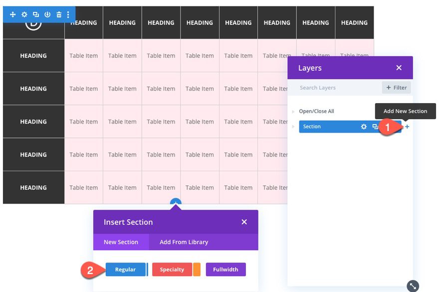 divi table with horizontal scroll