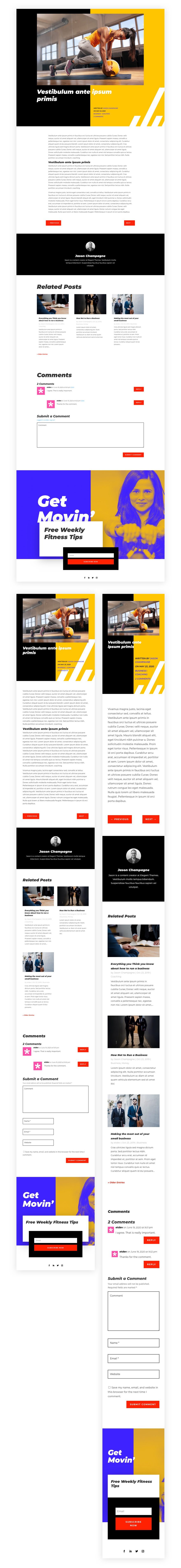 divi fitness coach post template