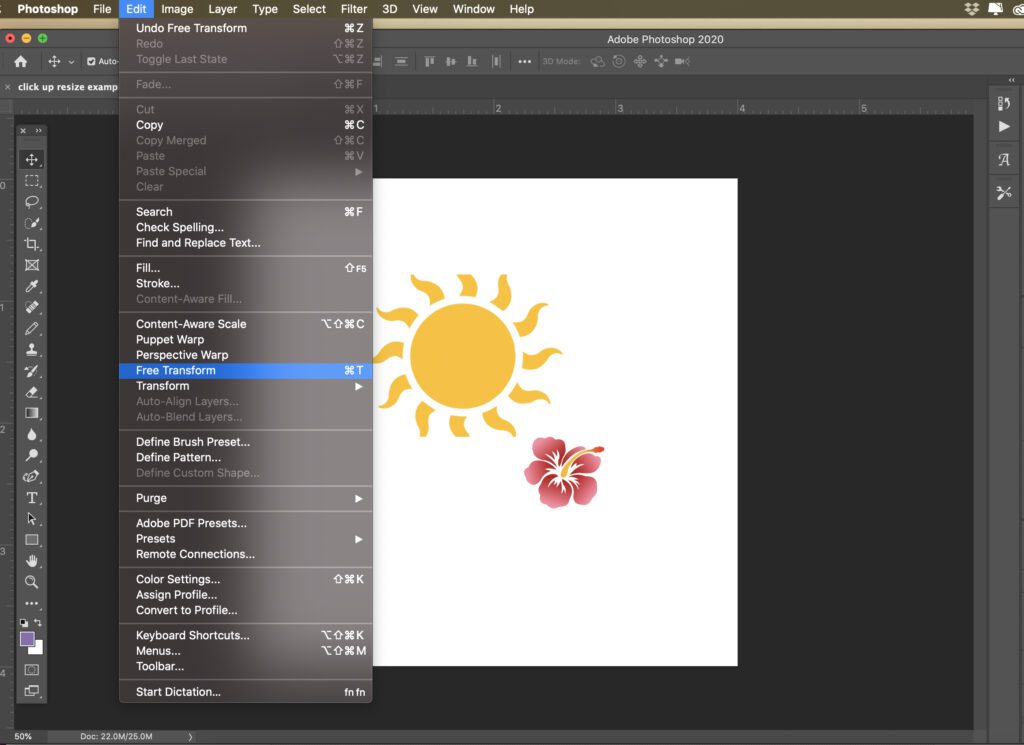 how to resize an object in photoshop