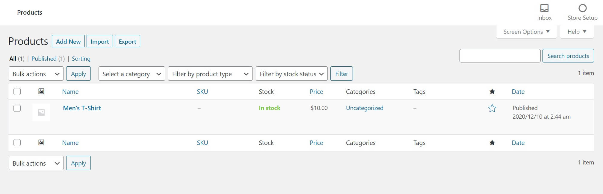 The All Products page in WooCommerce.