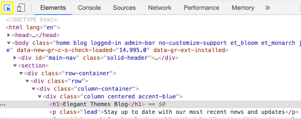 Enabling the hover view option in the Chrome inspector.